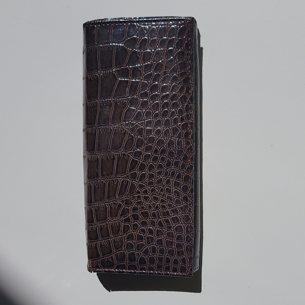 The Metropolitan Brown Embossed Crocodile Print Clutch Wallet